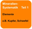 Mineralien- Systematik    Teil 1  Elemente  z.B. Kupfer, Schwefel