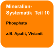 Mineralien- Systematik  Teil 10  Phosphate  z.B. Apatit, Vivianit